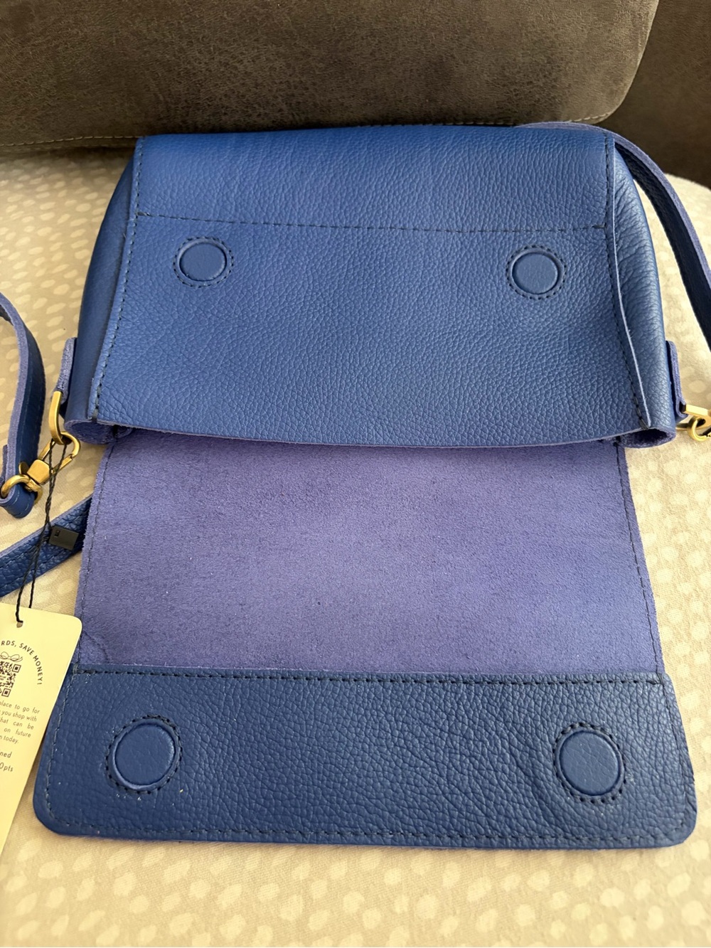 Portland Leather Molino Blue Medium Metro Crossbody - Picture 4 of 5